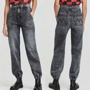 MOTHER The Wrapper Patch Springy Ankle Jeans Denim Gray High Rise Size 31